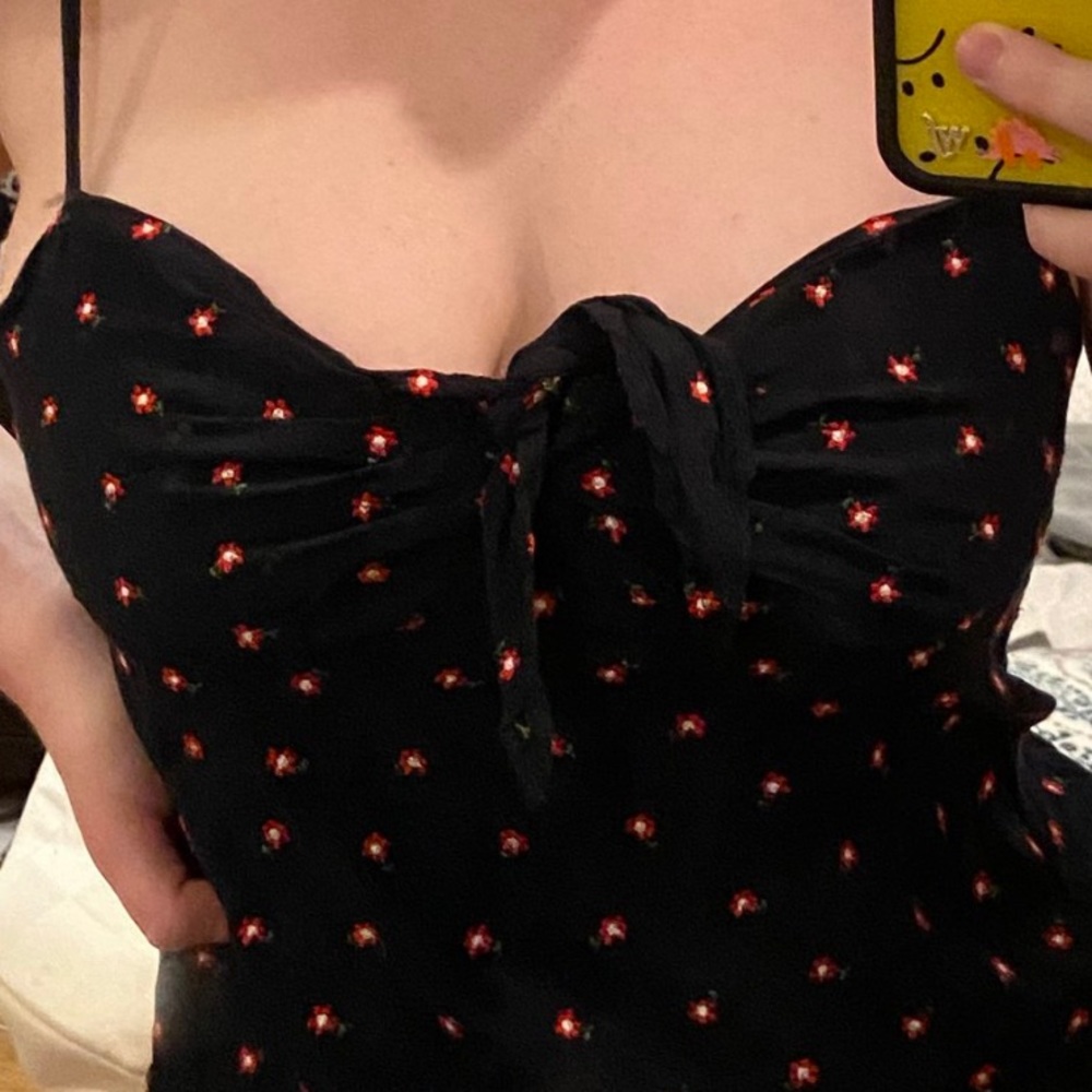 NEW Brandy Melville black top with red flowers